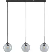 LINDBY Hängelampe Firano, 110 cm, 3-flg., anthrazit, Glas