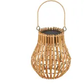 LINDBY LED-Solar-Terrassenleuchte Amaria, Bambus, Ø 18 cm