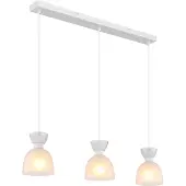 Globo Lighting Hängeleuchte Metall weiß matt, Glas opal, Kabel PVC weiß, Höhe kürzbar, LxBxH: 650x130x1200mm, exkl. 3x E14 40W 230V