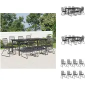 vidaXL 9-tlg. Garten-Essgruppe Schwarz PVC Rattan - Gartenmöbel-Sets