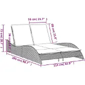 vidaXL Sonnenliege mit Auflagen Beige 114x205x73 cm Poly Rattan