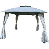 Saska Garden Gartenpavillon 3x3x2,6 m mit Vorhängen – Grau – Eleganter Pavillon für Terrasse & Garten