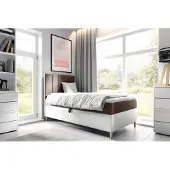 Fun-Möbel Boxspringbett Gästebett Kinderbett HELVI Nr.1 100x200cm Weiss-Braun