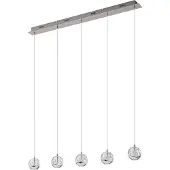 LUCANDE LED-Pendellampe Hayley, 96 cm, 5-flg., chrom, Glas