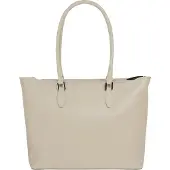 Cluty Damen Shopper aus 100% Rindleder, beige, mit Reißverschluss, A4-geeignet, 30x40x12 cm