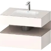 Duravit Collection One Einbauwaschtisch mit Konsolenwaschtischunterbau, 800x550x600mm, Nische Basalt Matt, QA4785043840010, Farbe: Weiß Supermatt/mit Nischenbeleuchtung