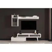 AEA Weiße Holz Wohnwand Designer Wandschrank Luxus Regal Edler TV-Schrank