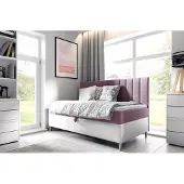 Fun-Möbel Boxspringbett Gästebett Kinderbett HELVI Nr.2 90x200cm Weiss-Rosa