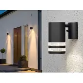 Konstsmide 2er-Set Wandleuchten MODENA Aluminium schwarz Downlight GU10, H: 15,5
