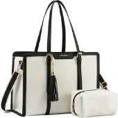Sonstiges 15.6 Zoll Laptop Handtasche Damen Canvas Schultertasche mit Kosmetiktasche