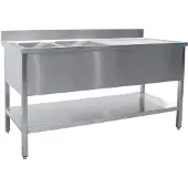 Saro Spültisch mit 2 Becken links 1600x600x850mm Grundboden und Aufkantung