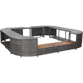 Syfax Whirlpool-Umrandung Quadratisch Grau 268x268x55 cm Poly Rattan