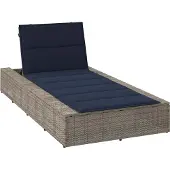 Syfax Sonnenliege mit schwebender Auflage Grau Poly Rattan