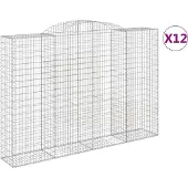 vidaXL Gabionen mit Hochbogen 12 Stk 300x50x200/220cm Verzinktes Eisen