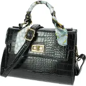 Gallantry Paris Gallantry, L'éxotique Handtasche mit Krokodillederoptik, Schickes Design, Schwarz