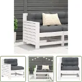 The Living Store Gartensofa mit Armlehne und Kissen Weiß Massivholz Kiefer