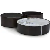 AEA Schwarzes Metall Couchtisch-Set modern eleganter Wohnzimmertisch