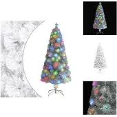 vidaXL Künstlicher Weihnachtsbaum mit Beleuchtung Weiß 150cm Glasfaser - Weihnachtsbäume