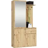 Akord Eingangsmöbel-Set ENTRO mit Kleiderschrank und Spiegel Eiche Artisan 95x35x183cm