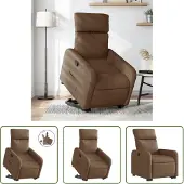The Living Store Relaxsessel mit Aufstehhilfe Braun Stoff