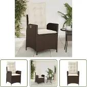The Living Store Gartensessel Verstellbar mit Kissen Braun Poly Rattan