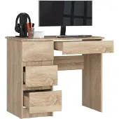 BDW Büroschreibtisch mit 4 Schubladen, Gamingtisch, Eiche Sonoma Links