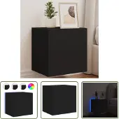 The Living Store TV-Wandschrank mit LED-Leuchten Schwarz 40,5x35x40 cm