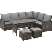 SVITA Monroe Garten-Lounge Set Polyrattan Lounge-Möbel Sitzgruppe Garten Braun