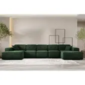 Fun-Möbel Wohnlandschaft Sofa U-Form CESINA XL in Stoff Opera Velvet Dunkelgrün