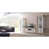 AEA Wohnwand Weiß Set Vitrine Wohnzimmer TV Ständer Holz Luxus Möbel