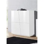 Möbelando Highboard Standschrank Sideboard Beistellschrank Schrank Anrichte "Viterbo I" Weiß Hochglanz