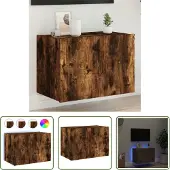 The Living Store TV-Wandschrank mit LED-Leuchten Räuchereiche 60x35x41 cm