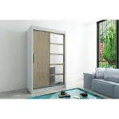 Minio Kleiderschränk 150 cm ROMA 1 Weiß / Sonoma Eiche