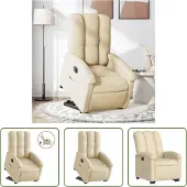The Living Store Relaxsessel mit Aufstehhilfe Elektrisch Creme Stoff