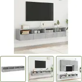 The Living Store TV-Wandschränke 2 Stk. Betongrau 80x30x30 cm Holzwerkstoff