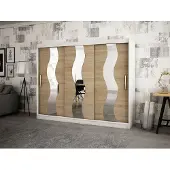 Minio Kleiderschränk 250 cm SEWILLA Weiß matt / Sonoma Eiche