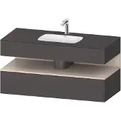 Duravit Collection One Einbauwaschtisch mit Konsolenwaschtischunterbau, 1200x550x600mm, Nische Taupe Matt, QA4787091490010, Farbe: Graphit Matt/mit Nischenbeleuchtung