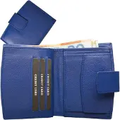 Impex Geldbörse mit Außenriegel Nappa Leder Kombibörse royalblau