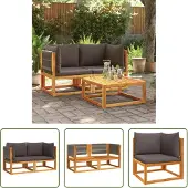 The Living Store Garten-Ecksofas mit Kissen 2 Stk. Massivholz Akazie