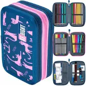Sonstiges 47-teilig Federmäppchen 3 Fach Federtasche Federmappe Bleistift Etui Tasche