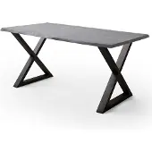 Lomadox Esszimmer Tisch 180x100 cm, Akazie massiv, grau sandgestrahlt - COSENZA-06