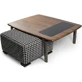 AEA Design Komplett Modern Couchtisch mit Hocker Einrichtung Wohnzimmer