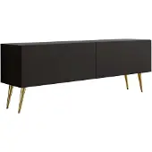 3Xeliving TV-Schrank : Mattschwarz, Goldene Beine, 140 x 52 x 32 cm