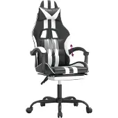 Syfax Gaming-Stuhl mit Fußstütze Schwarz und Weiß Kunstleder