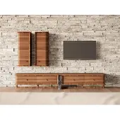 AEA Komplett Wohnwand Wohnzimmer TV-Ständer 2x Wandschrank Holzmöbel