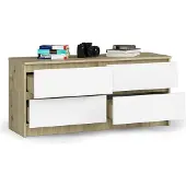 BDW Kommode, 4 Schubladen, viel Stauraum, Kleiderschrank, Sonoma Artisan - Weiß
