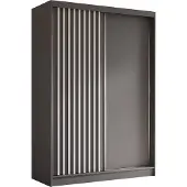 AX Living Cabinio Kleiderschrank 150 Breite – Grau mit Weißen Lamellen