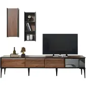 AEA Braunes TV-Lowboard, Modern, Holz, 4 Türen, Freistehend, 210x48x85 cm