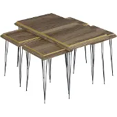 AEA Eleganter brauner Couchtisch mit Beistelltischen aus MDF und Edelstahl