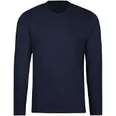 Trigema T-Shirt "Langarmshirt aus 100% Baumwolle", Damen, Gr. L, blau (navy), Single Jersey, 100% Baumwolle, Basic, lang, Rundhals, Shirts T-Shirt